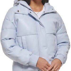 Levi's Women's Water Resistant Hooded Faux Leather Puffer Jacket XL